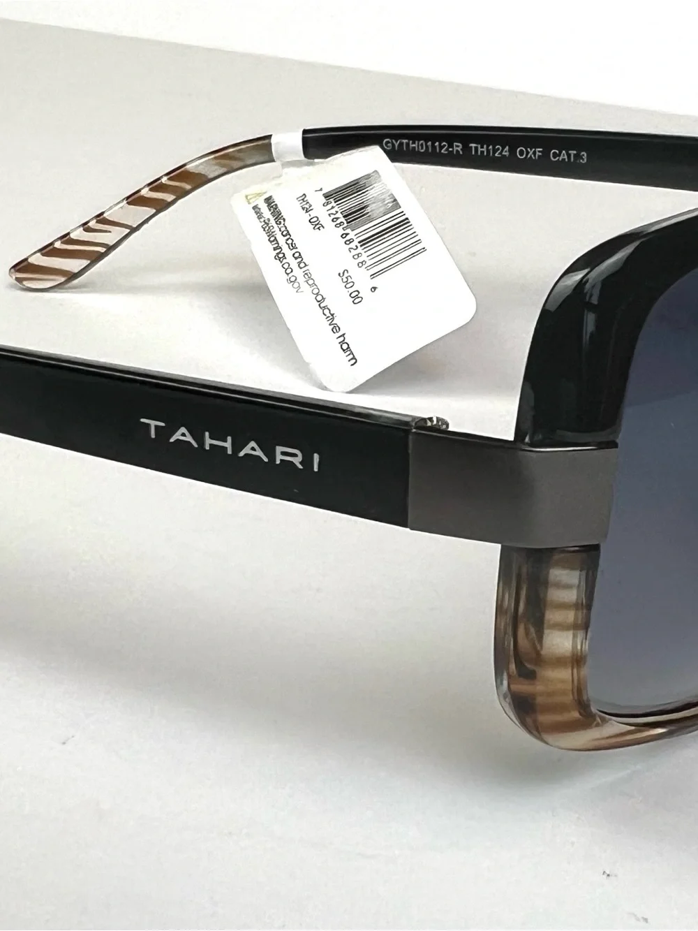 Tahari Sunglasses Two Tone Black Top Brown Clear Bottom TH124 Women's New w Tag